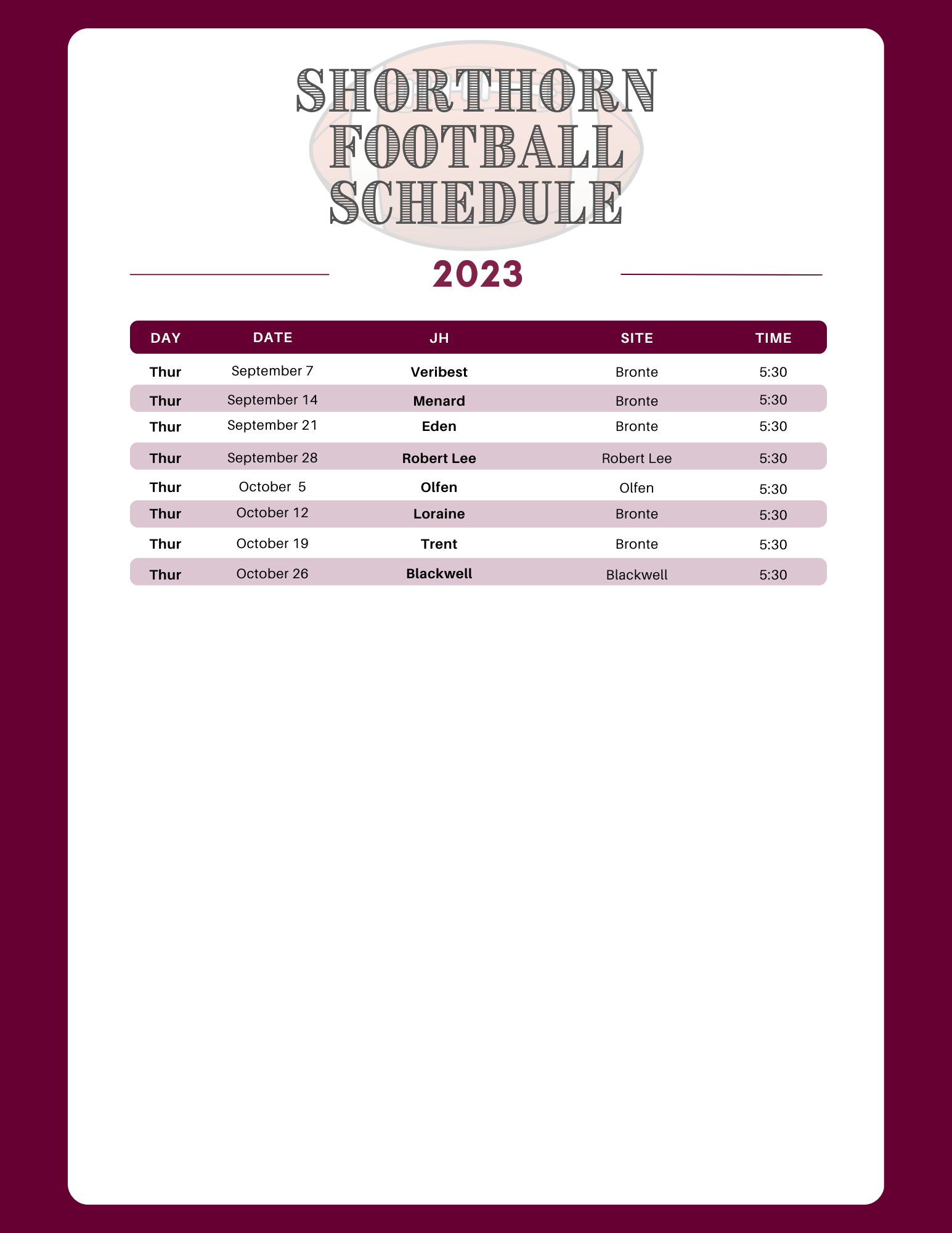 Football Schedules Bronte ISD