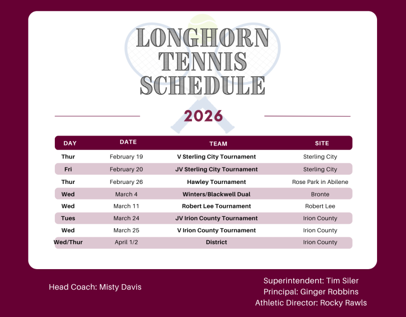 High School Tennis Schedule