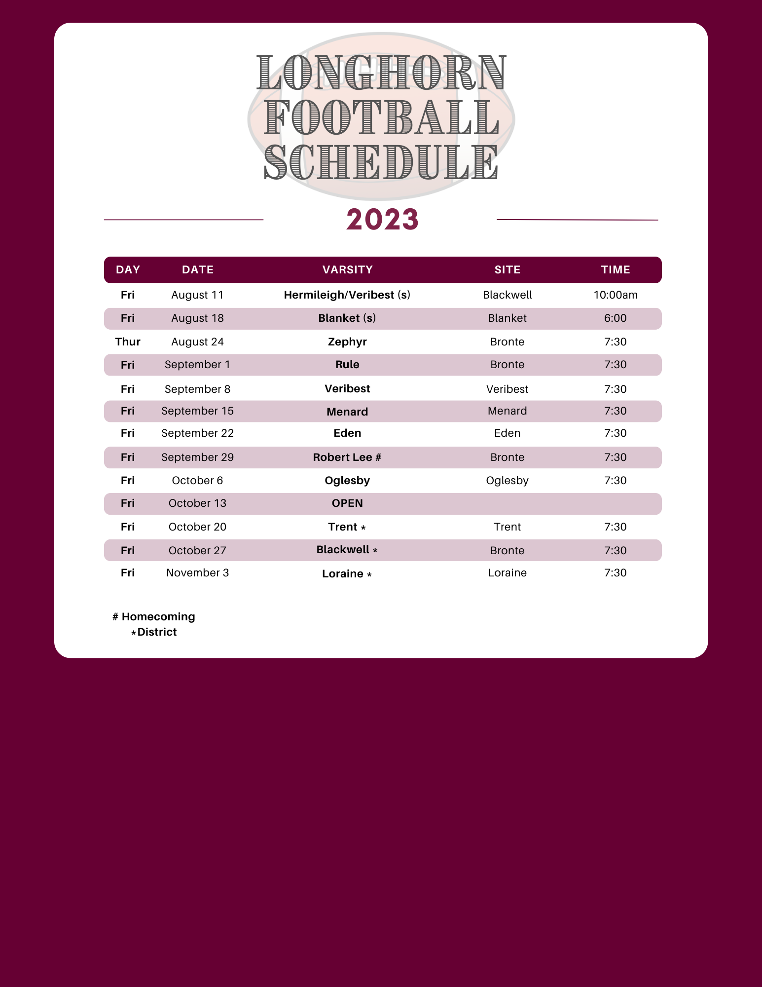 Longhorn football schedule discount